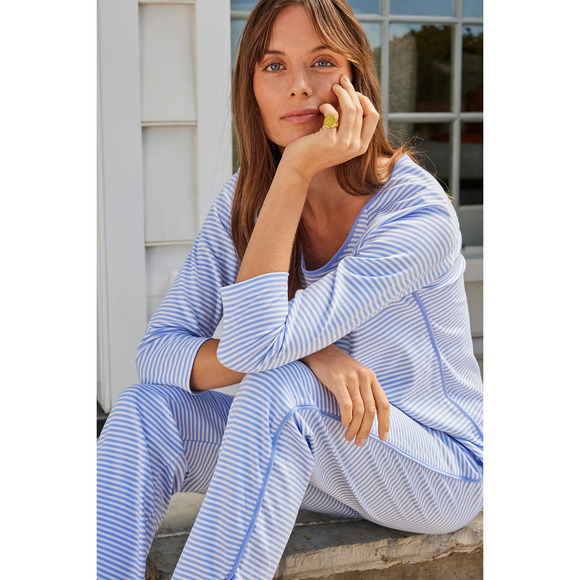 LAKE Other - Lake Pajamas PJs Pima Classic Long Long Set Hydrangea NEW NWT L $128